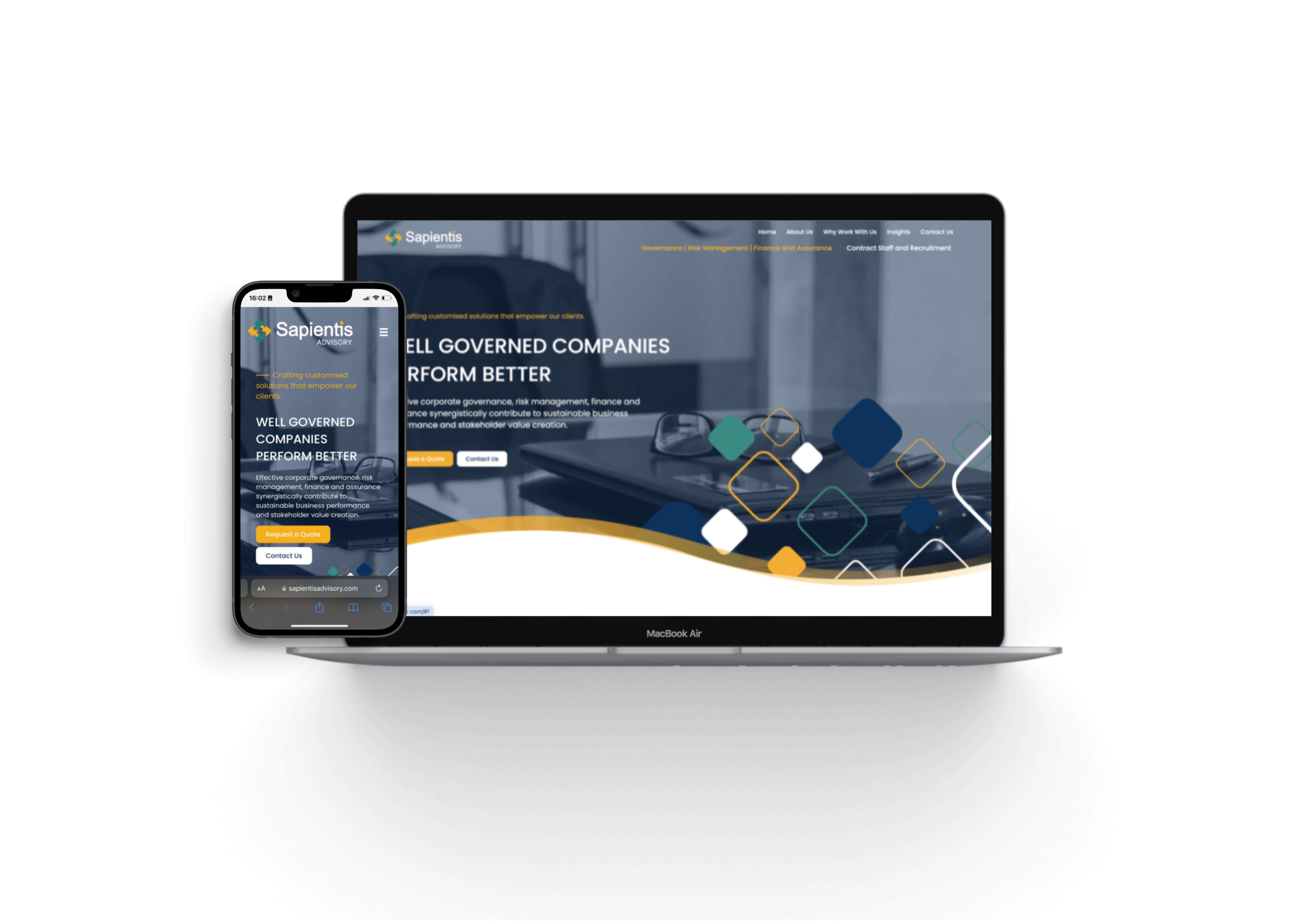 Laptop and Mobile View of Sapientis Advisory Website