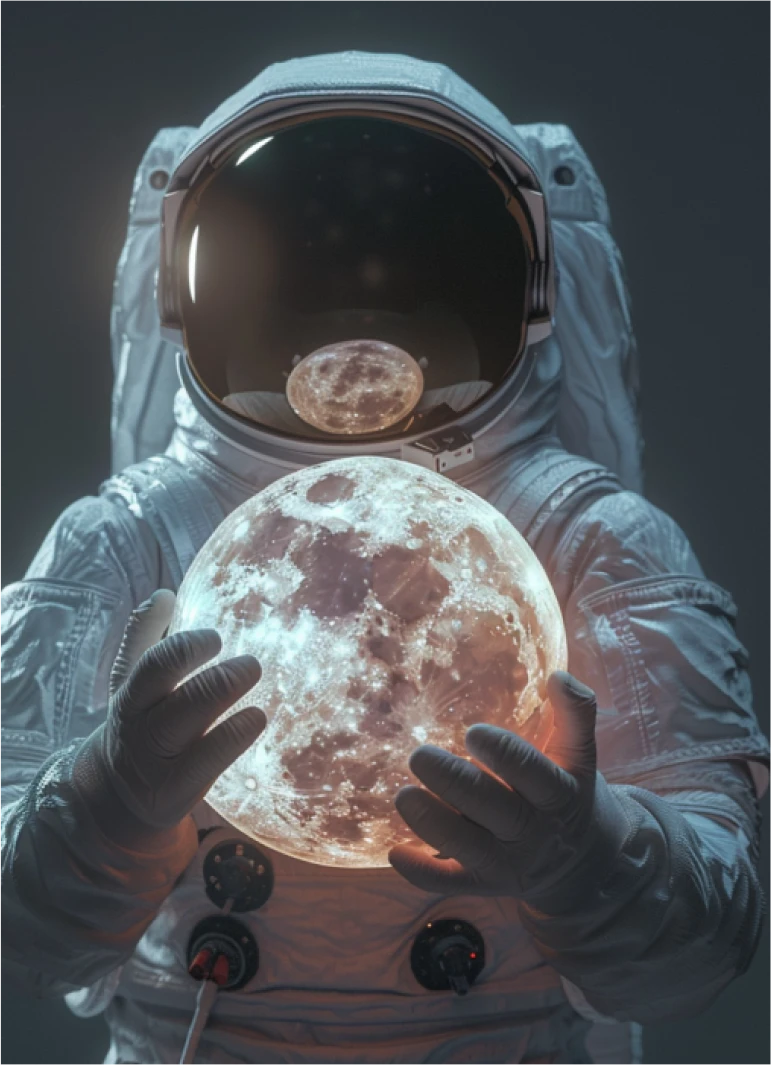 astronaut holding-moon